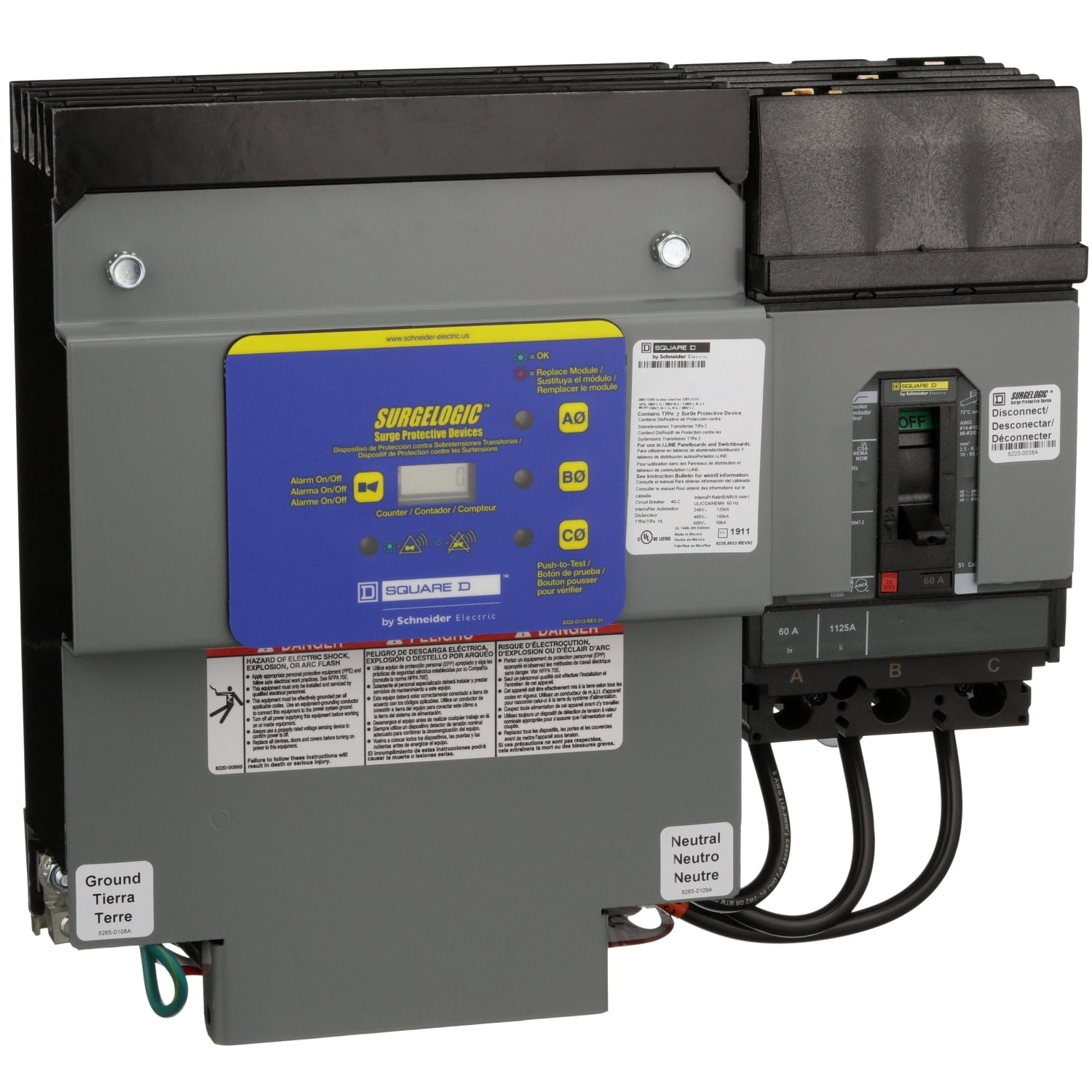 Surge protection device, Surgelogic, HL, 160kA, 208Y/120VAC, 3 phase, 4 wire, SPD type 1