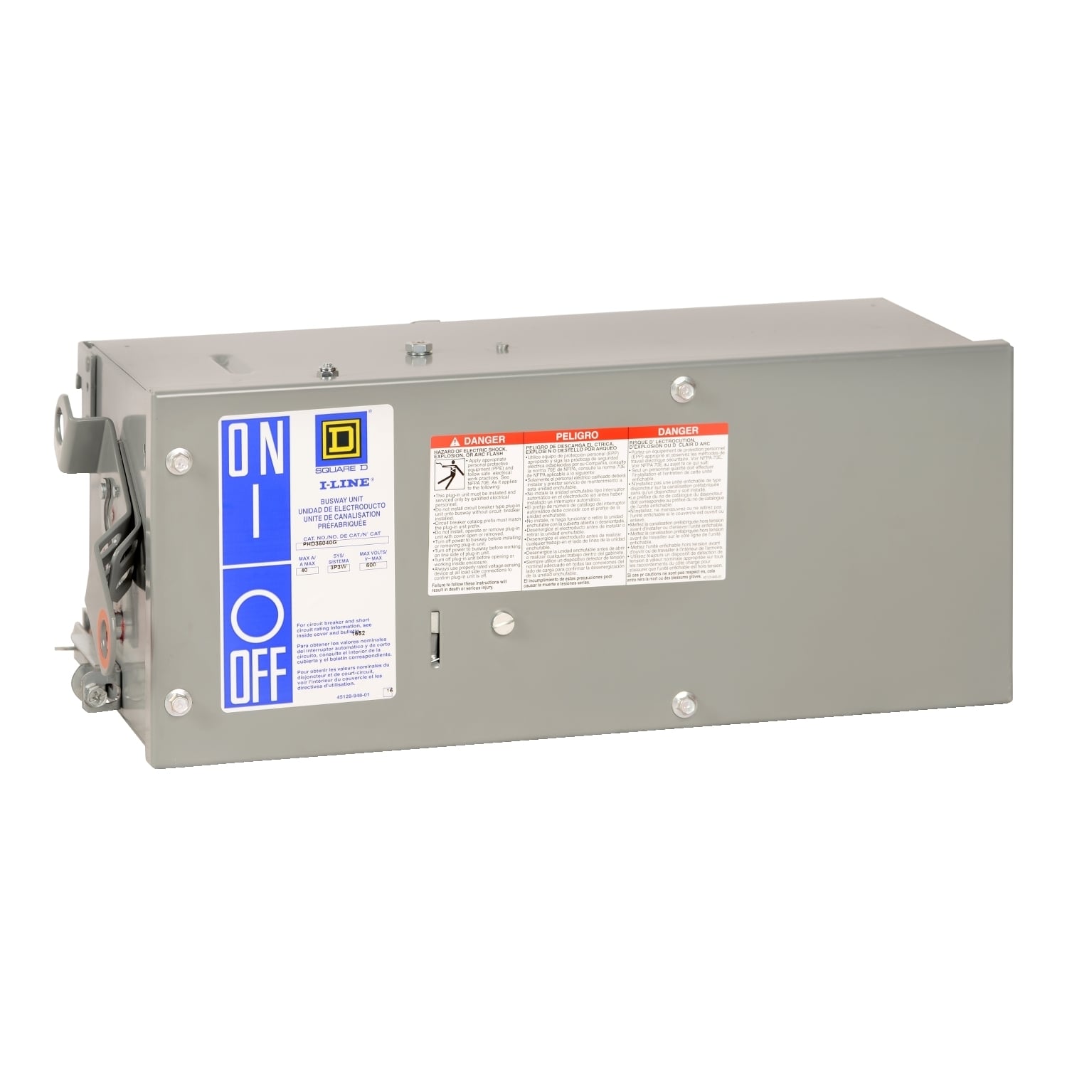 Plug-in unit, I-Line Busway, H-frame, 40A, 3 phase, 4 wire, 600VAC, 50kA, ground, neutral