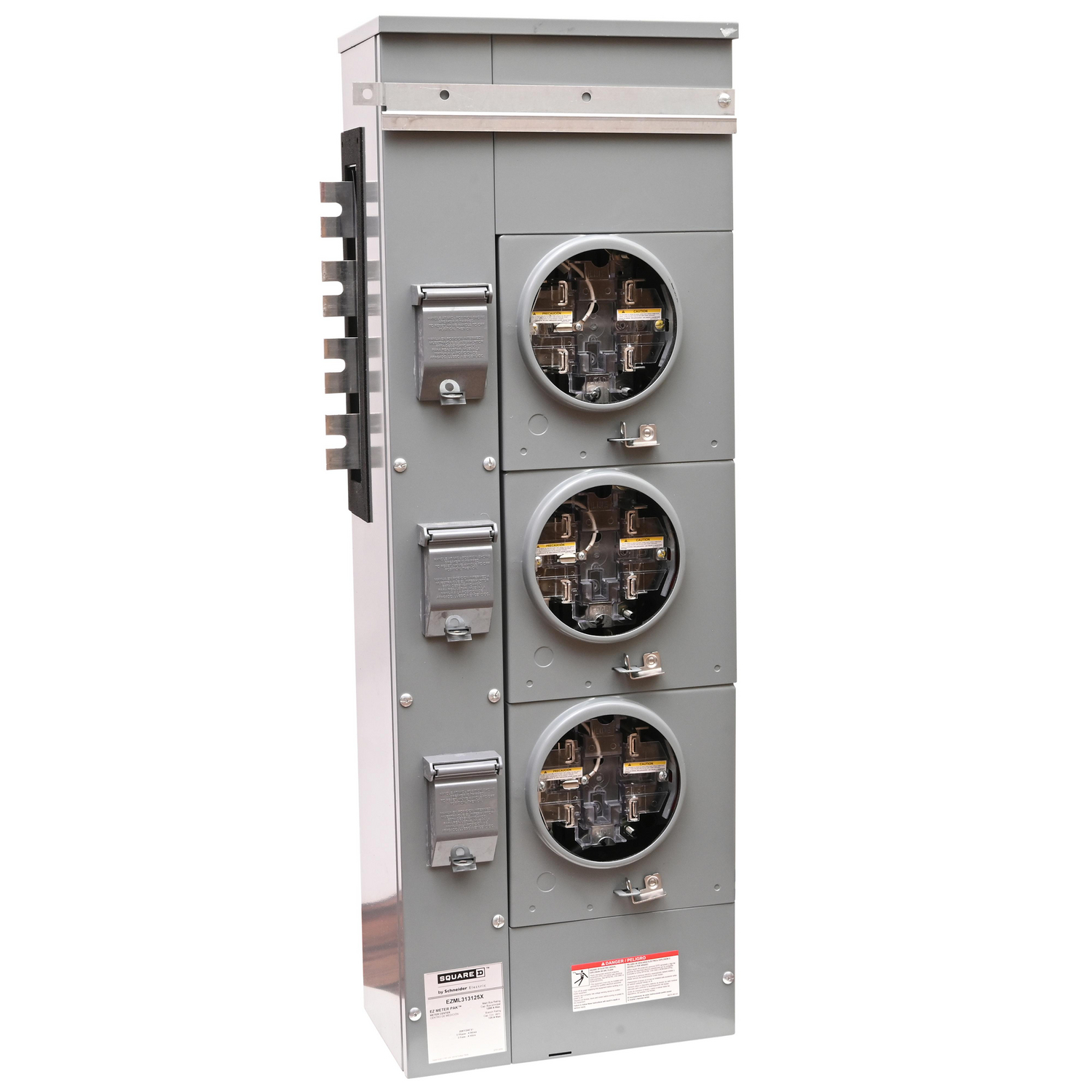 EZML313125 Branch Unit, EZ Meter Pak, 125 Amp, 3 Socket, 208Y/120V, Lever Bypass, Ringless, Aluminum Busbar