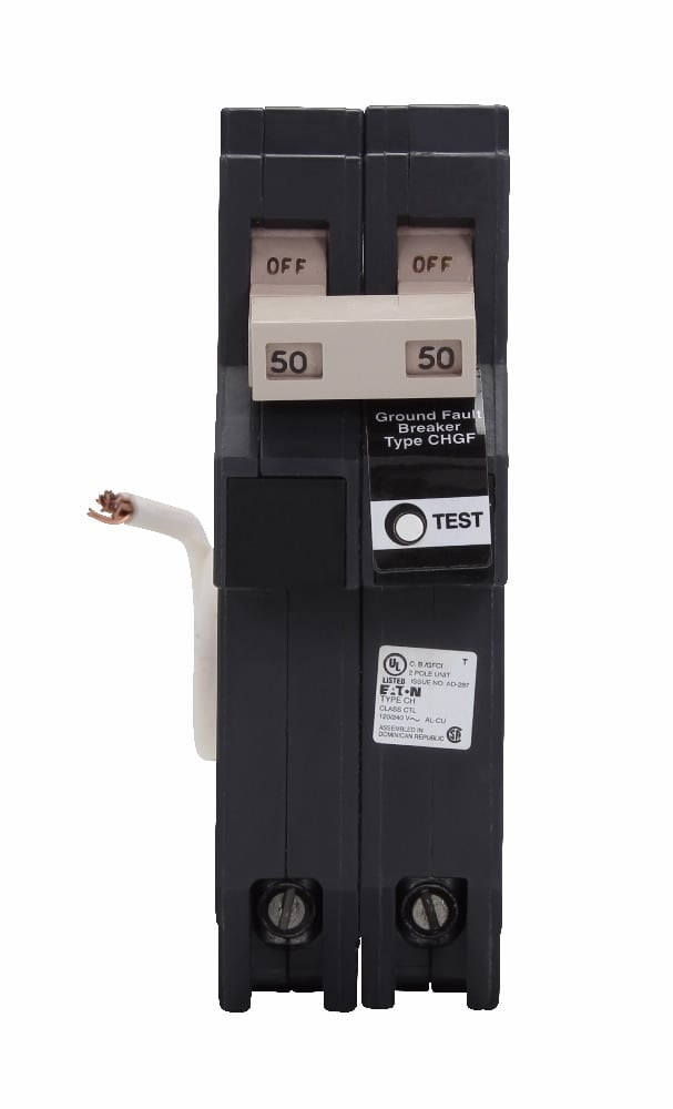 Eaton CH GFCI circuit breaker,Plug-in circuit breaker,45 A,10 kAIC,Two-pole,120/240 V,CH,Common,GFI,5 mA