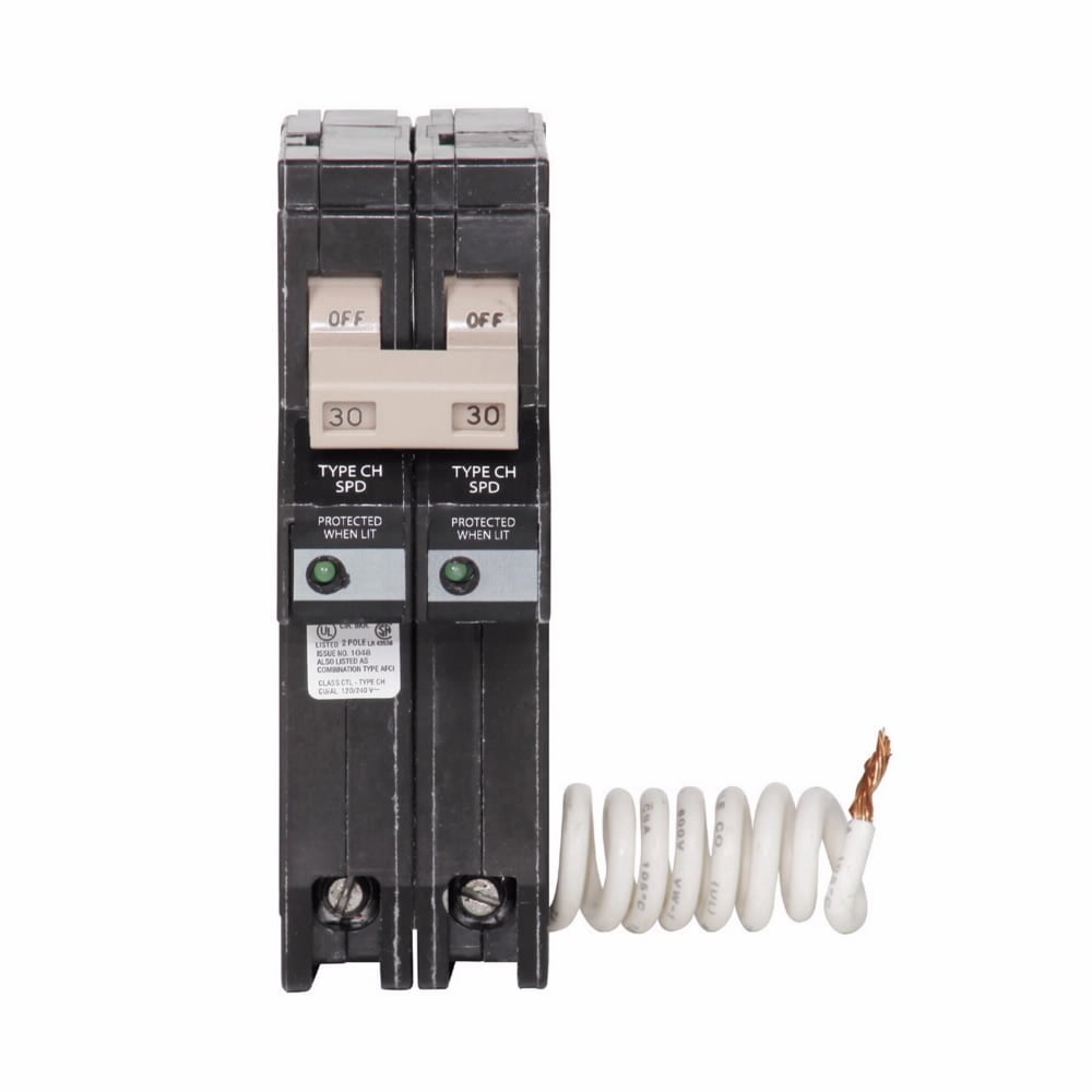 Eaton CH residential surge breaker, 2P, 30A, 120/240V, 10KAIC, PIGTAIL NEUTRAL