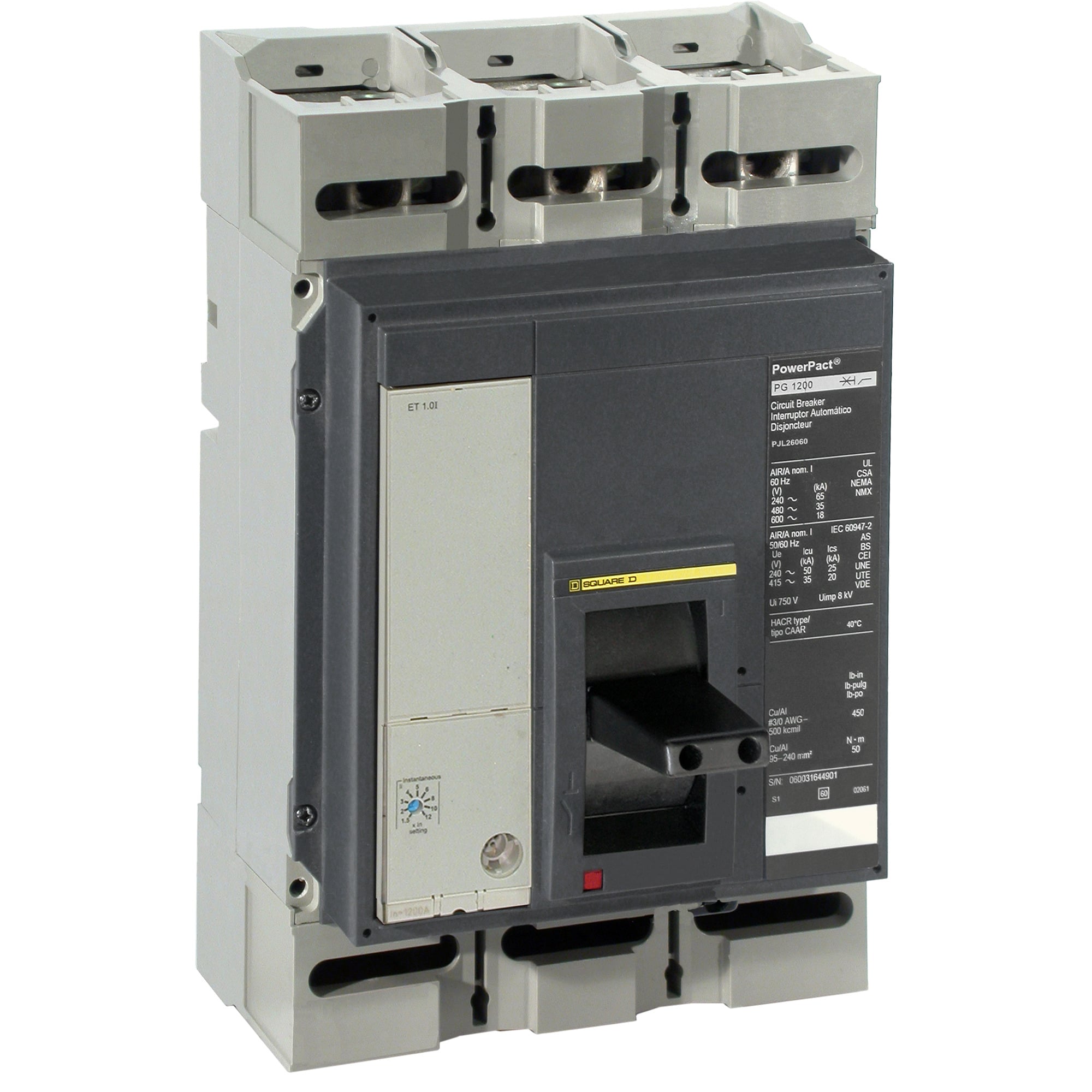 Circuit breaker, PowerPacT P, unit mount, ET1.0I, 800A, 2 pole, 18kA, 600VAC, 80% rated