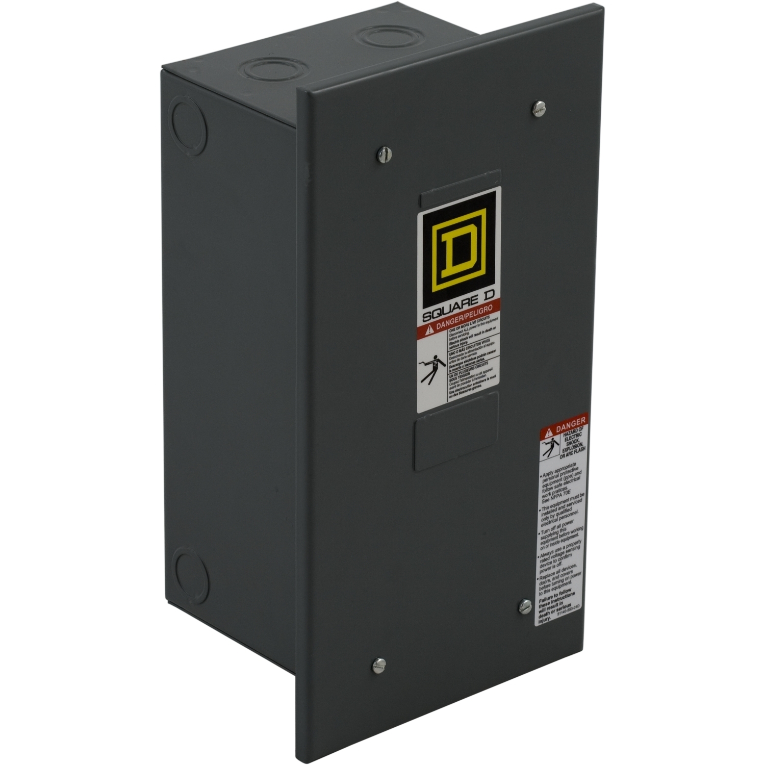 Contactor, Type S, multipole lighting, mechanically held, 60A, 4 pole, 110/120 VAC 50/60 Hz coil, NEMA 1 flush