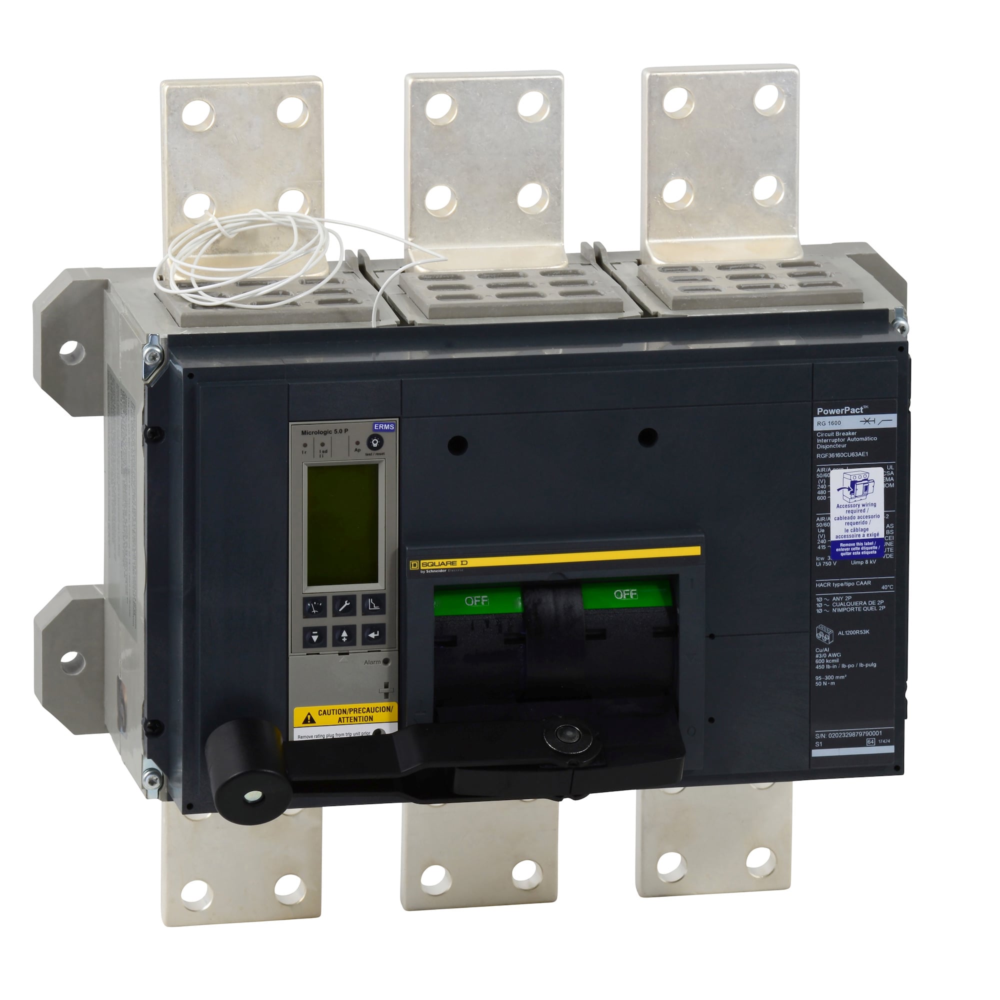 POWERPACT R-FRAME, MOLDED CASE CIRCUIT BREAKER, 600V, 1600A, 3P, 25kA