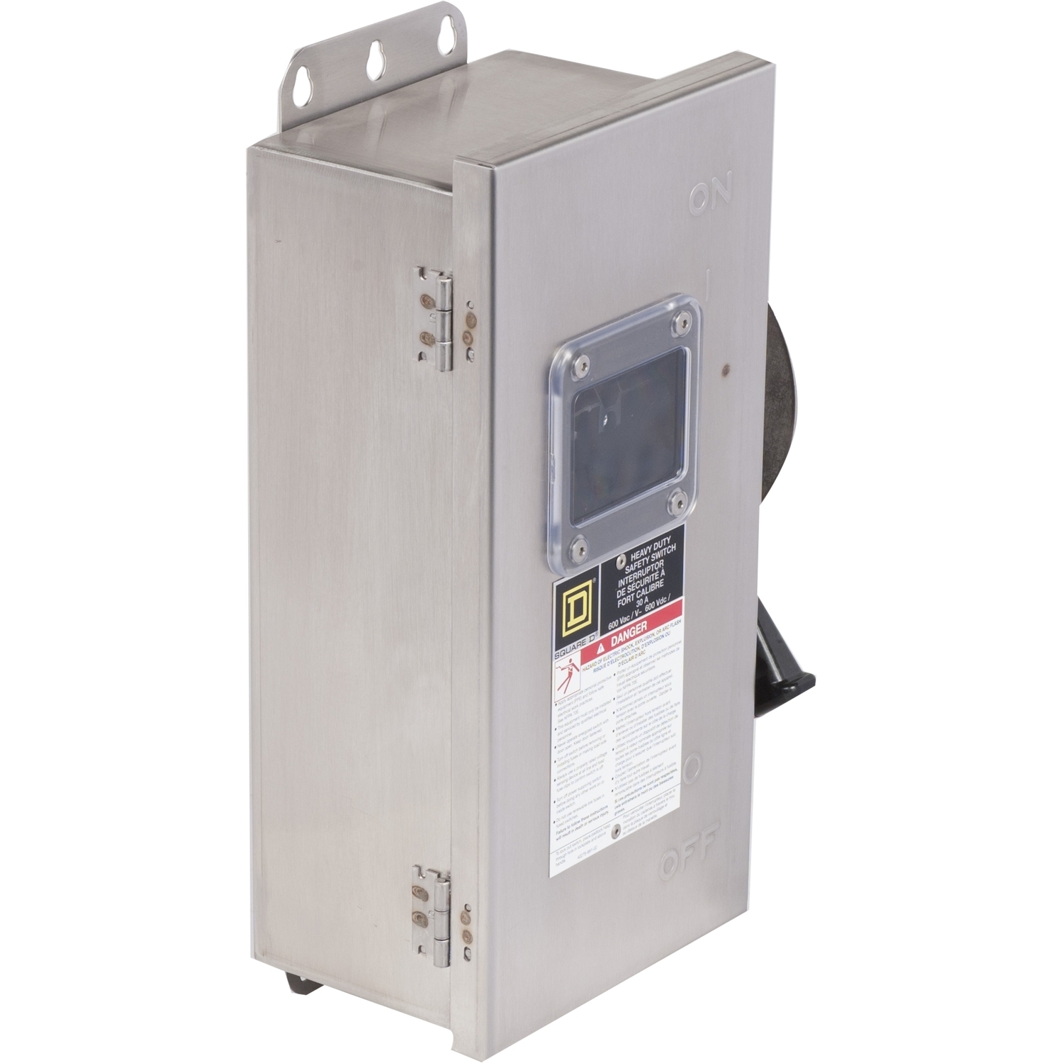 Safety switch, heavy duty, non fusible, 30A, 600VAC/VDC, 3 poles, 30HP, NEMA 4, 4X, 5, 304 steel