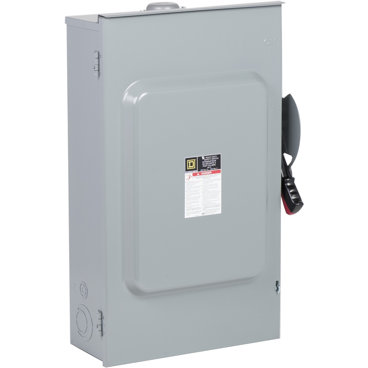 Safety switch, heavy duty, fusible, 200A, 600VAC/VDC, 3 poles, 150HP, NEMA 3R, bolt on provision