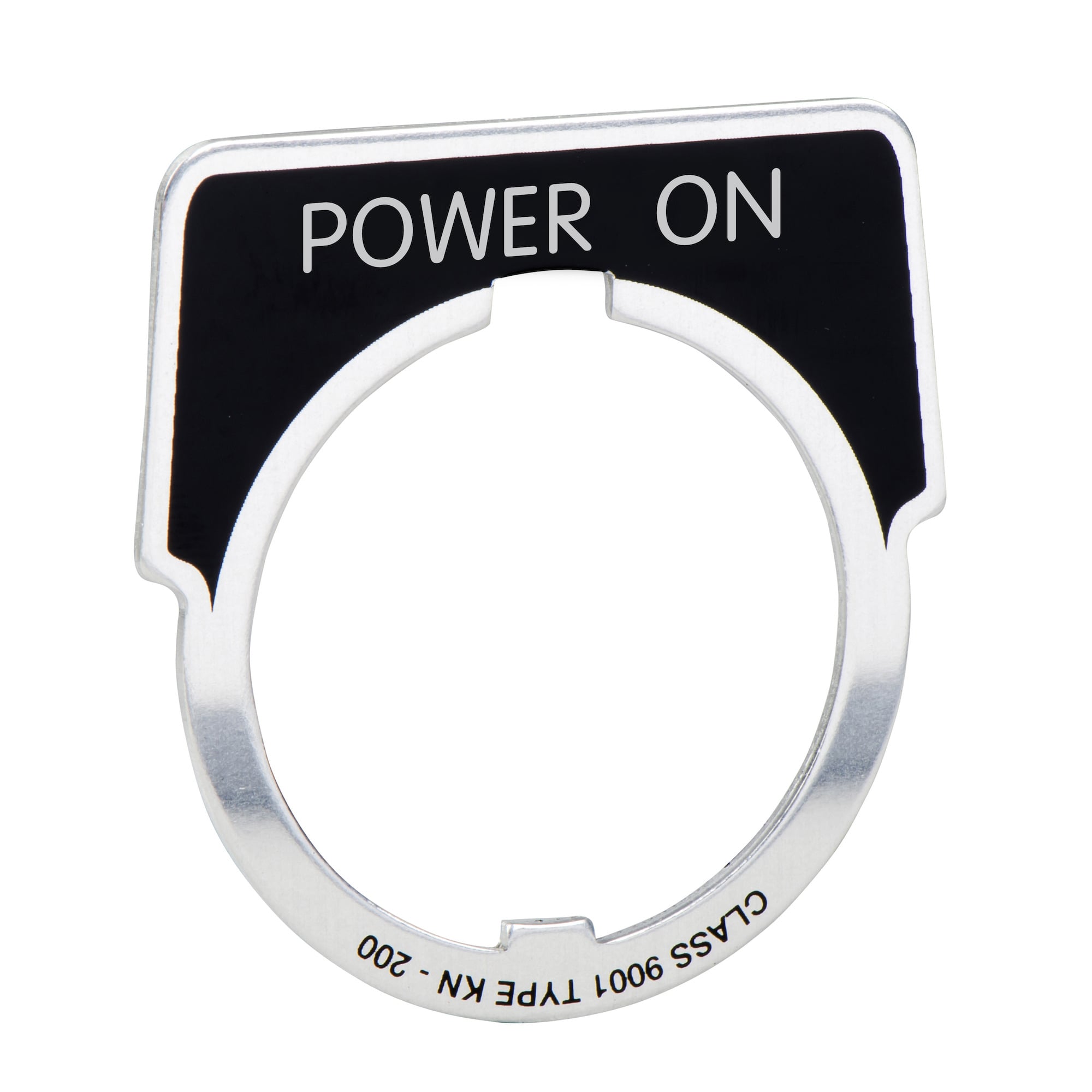 Harmony 9001K, Harmony 9001SK, legend, 30mm, aluminium, black with silver letters, 40x43mm, marking power ON