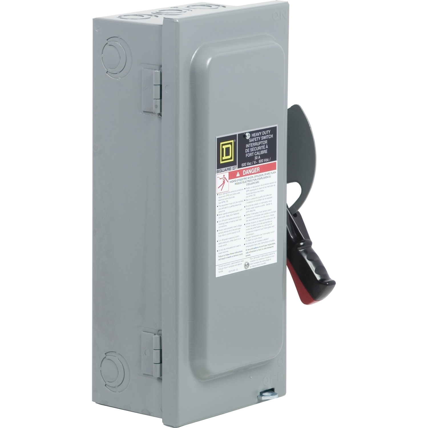Safety switch, heavy duty, fusible, 30A, 600VAC/VDC, 3 poles, 20HP, NEMA 1