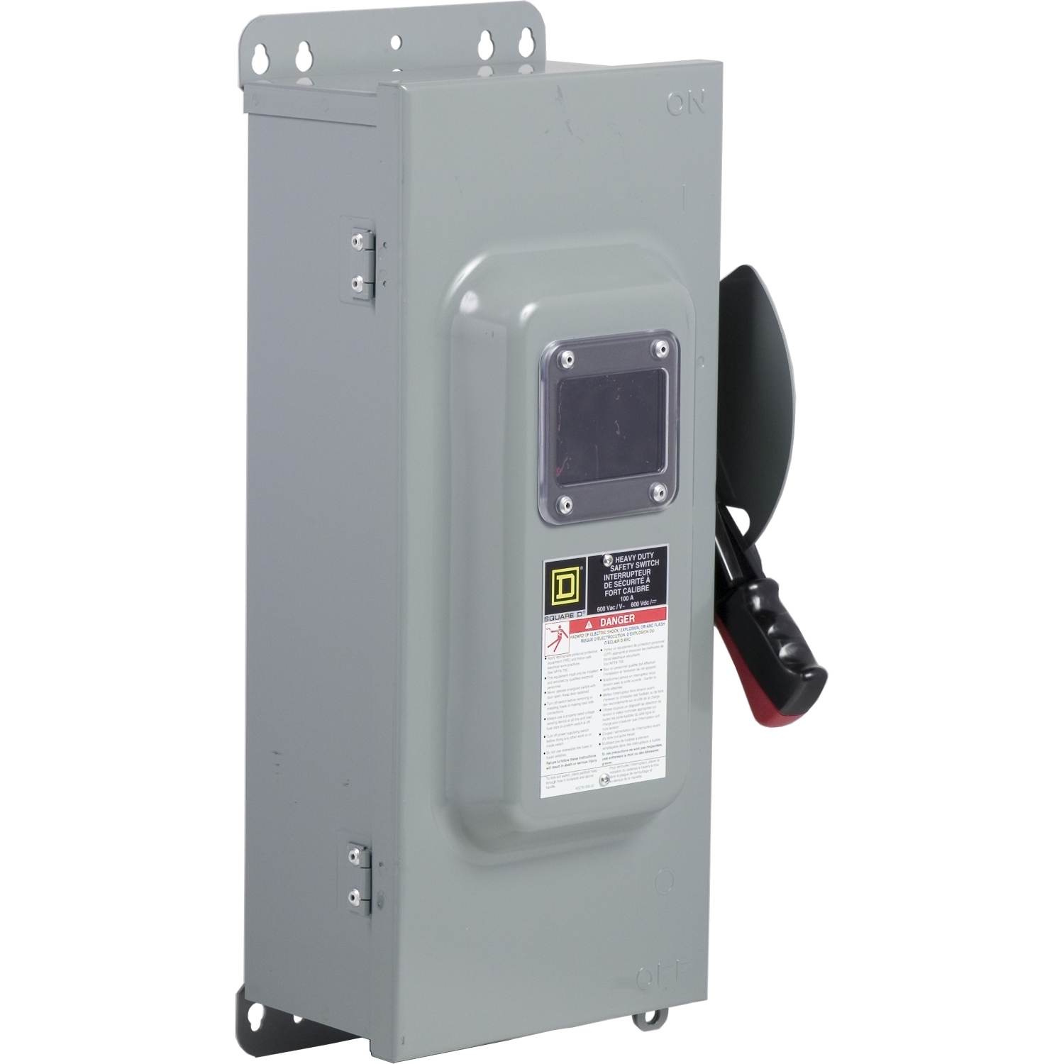 Safety switch, heavy duty, non fusible, 100A, 600VAC/VDC, 3 poles, 100HP, NEMA 12