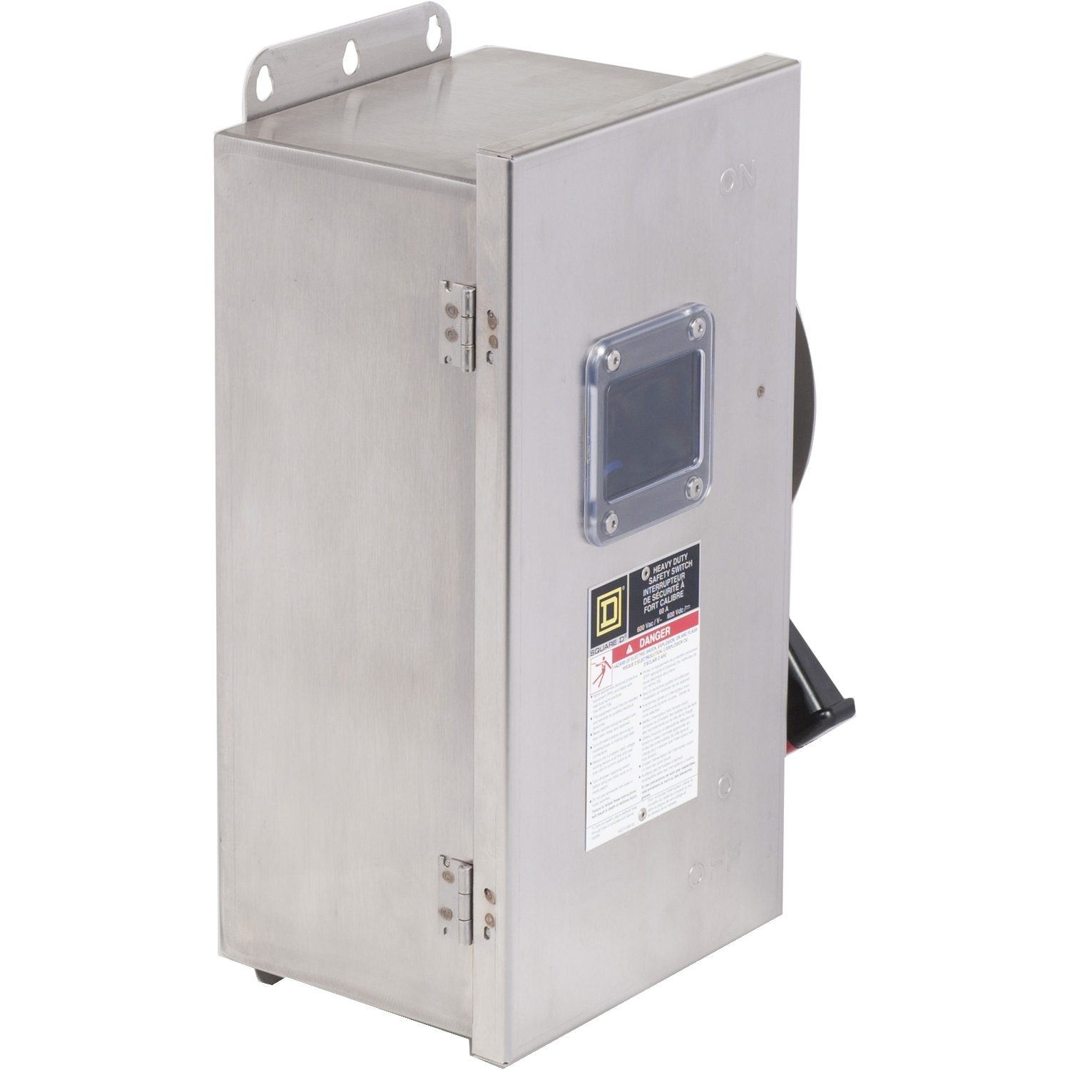 Safety switch, heavy duty, fusible, 60A, 600VAC/VDC, 3 poles, 50HP, NEMA 4, 4X, 5, 304 steel