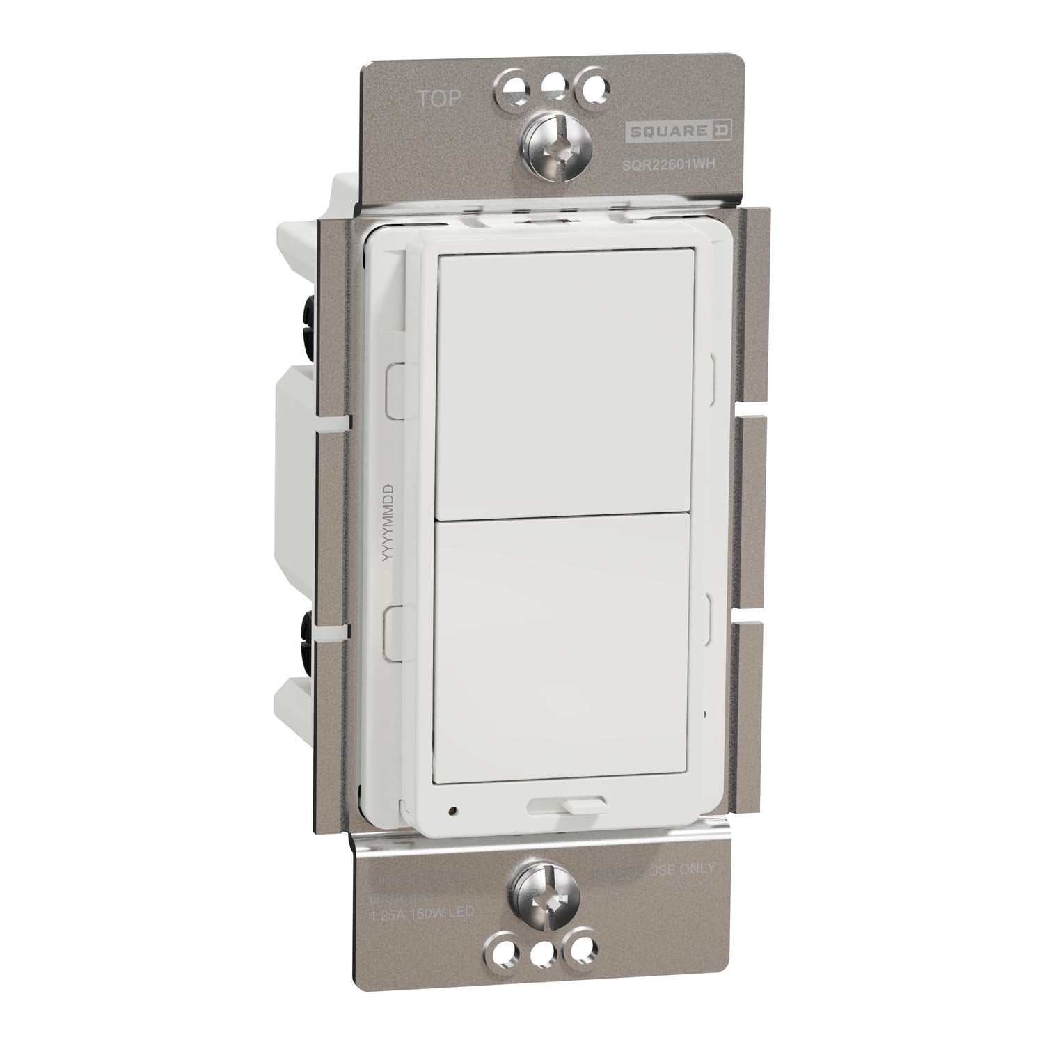 Dimmer, X Series, rocker, 600W, single pole, 3 way, white, matte finish