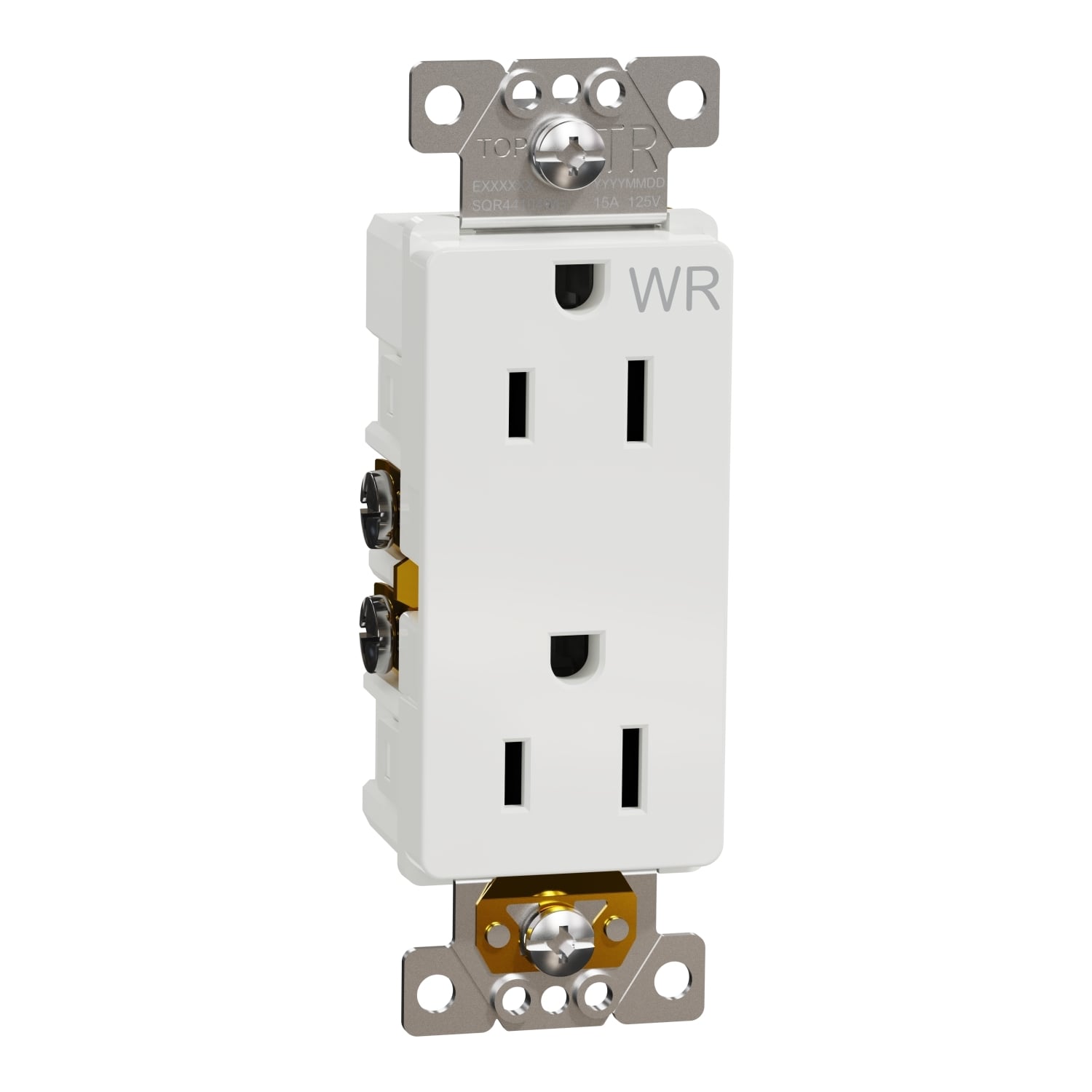 Socket-outlet, X Series, 15A, decorator, tamper resistant, weatherproof, residential, white, matte finish