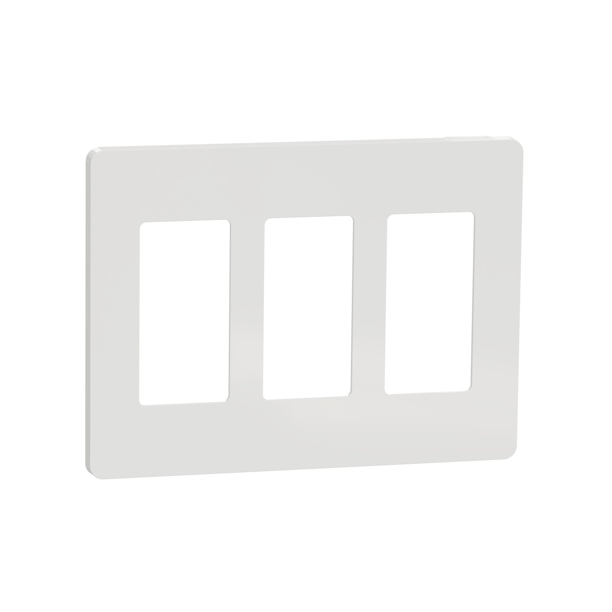 Cover frame, X Series, 3 gangs, screwless, white, matte finish
