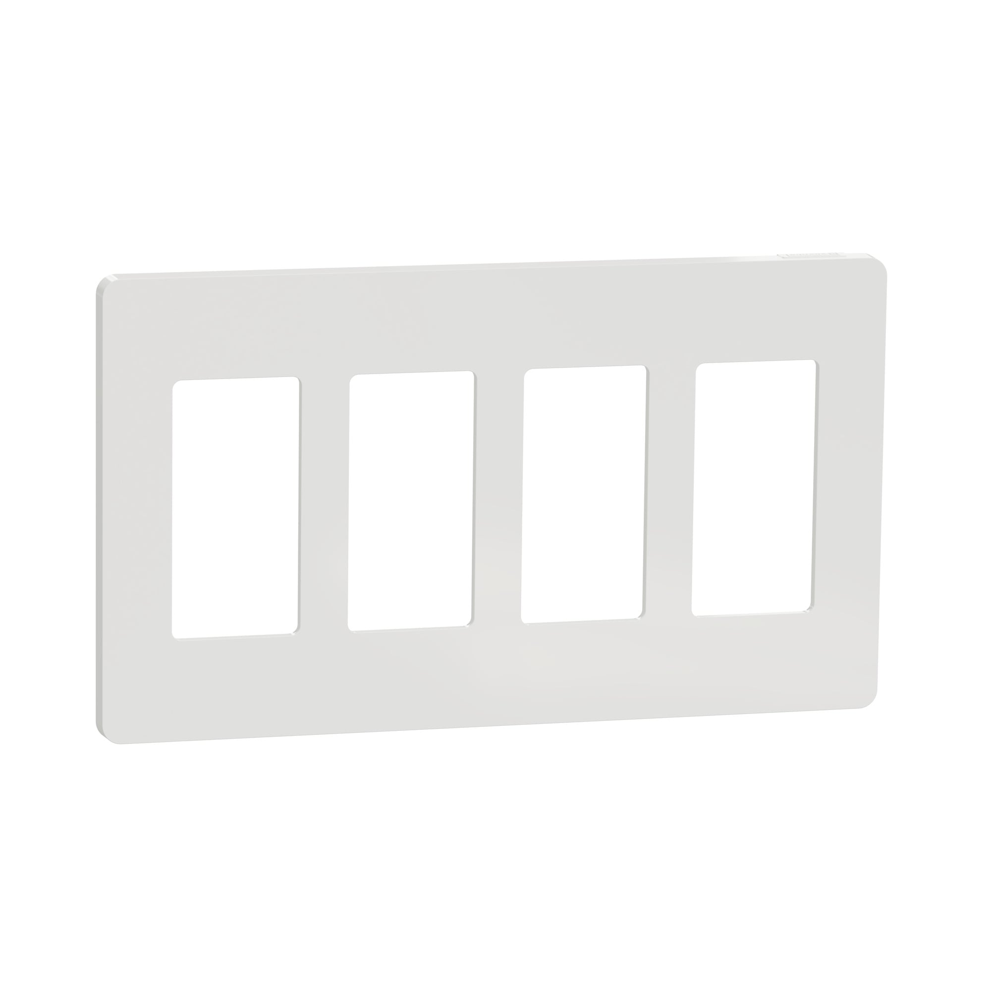 Cover frame, X Series, 4 gangs, screwless, white, matte finish