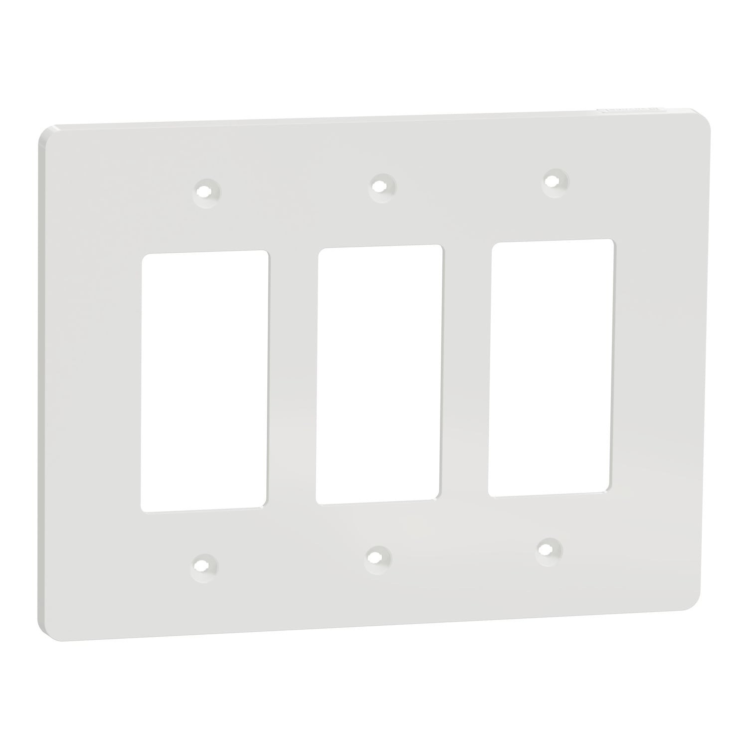 Cover frame, X Series, 3 gangs, screw fixed, mid sized plus, white, matte finish