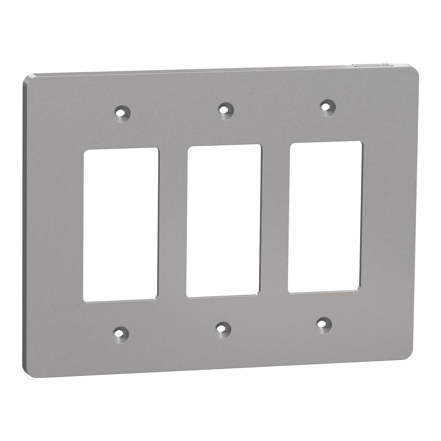 Cover frame, X Series, 3 gangs, screw fixed, mid sized plus, gray, matte finish