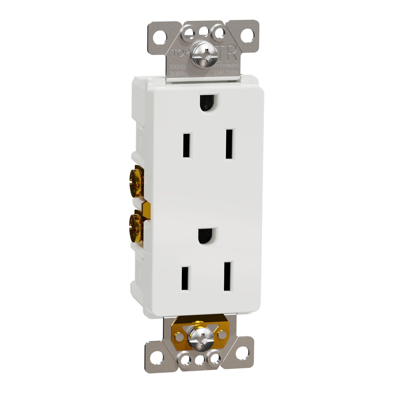 Socket-outlet, X Series, 15A, decorator, tamper resistant, residential, white, matte finish