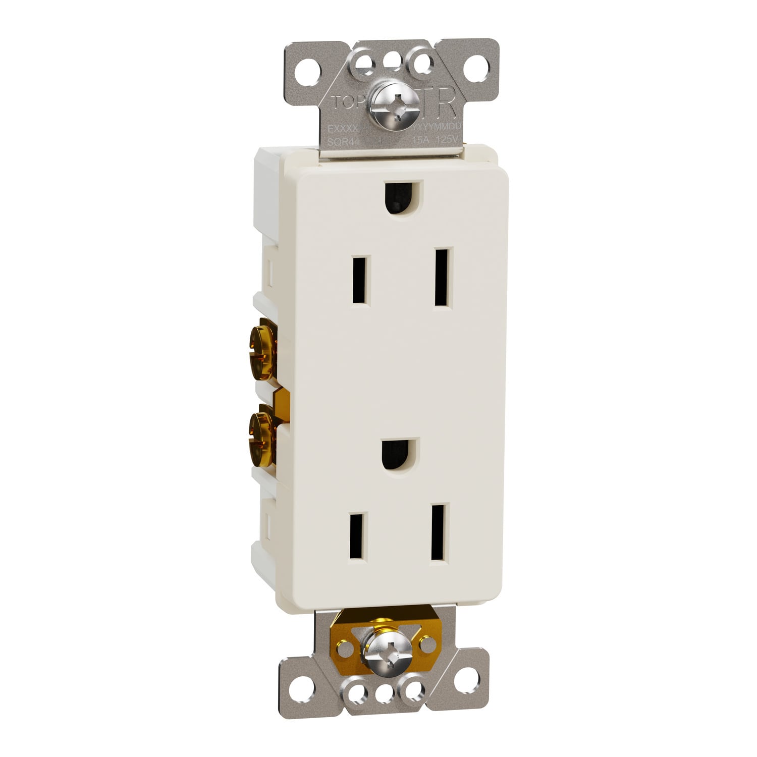 Socket-outlet, X Series, 15A, decorator, tamper resistant, residential, light almond, matte finish
