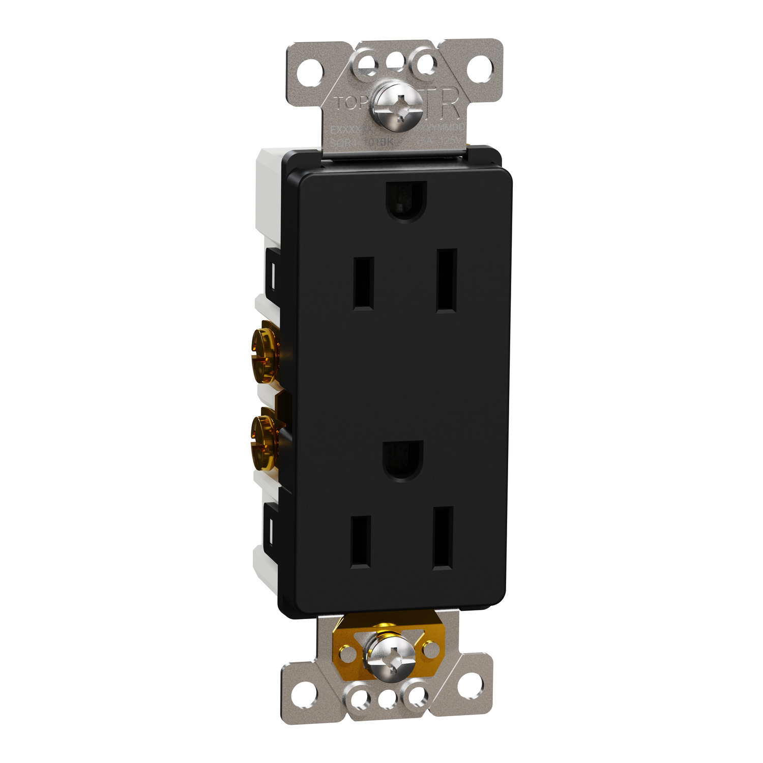 Socket-outlet, X Series, 15A, decorator, tamper resistant, residential, black, matte finish