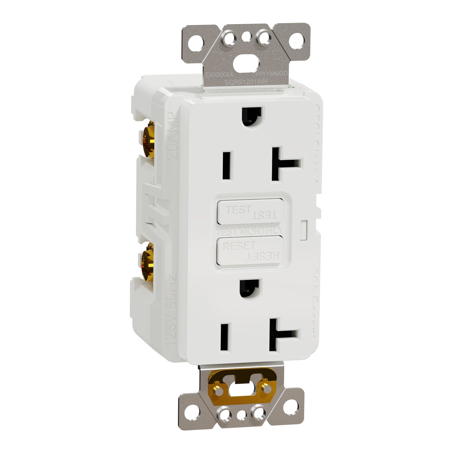 Socket-outlet, X Series, 20A, decorator, GFCI, tamper resistant, commercial, white, matte finish
