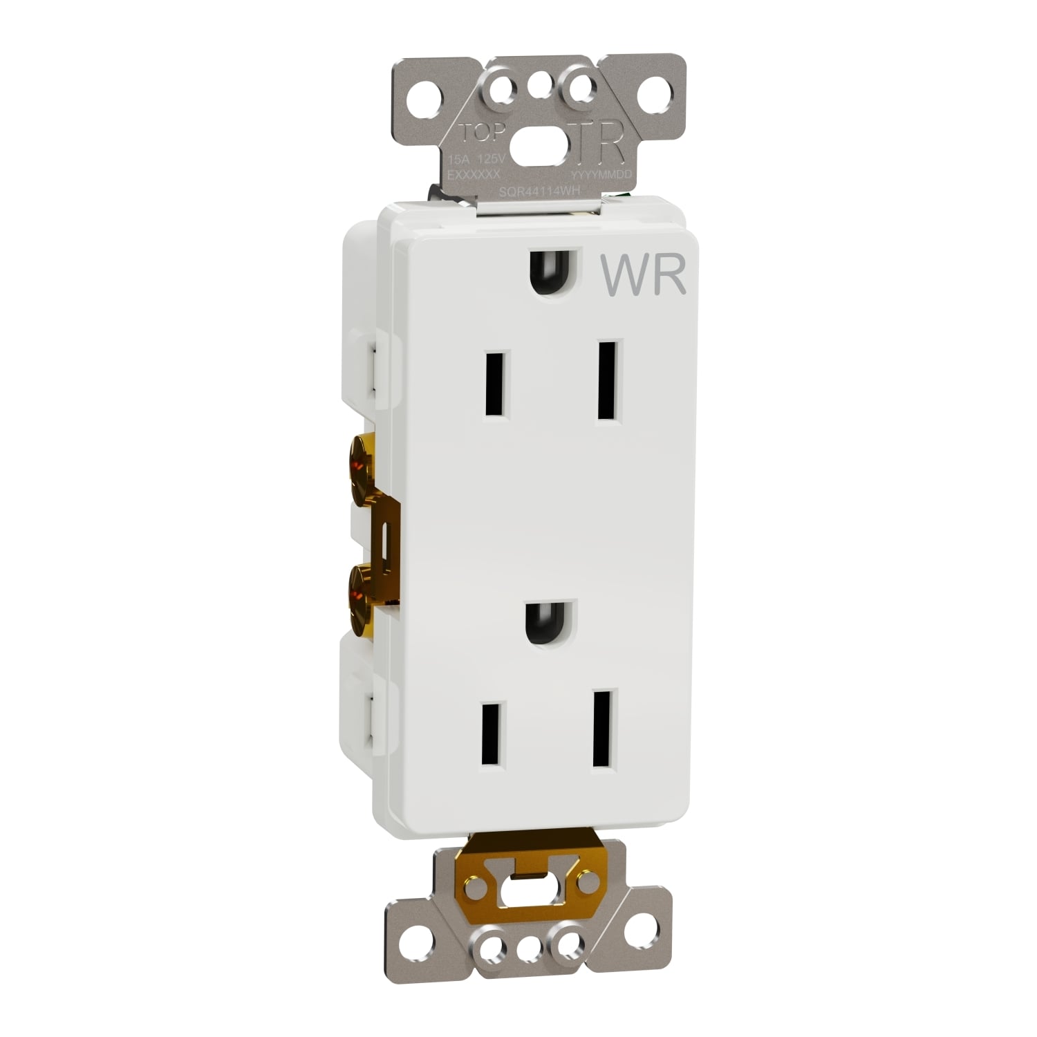 Socket-outlet, X Series, 15A, decorator, tamper resistant, weatherproof, commercial, white, matte finish