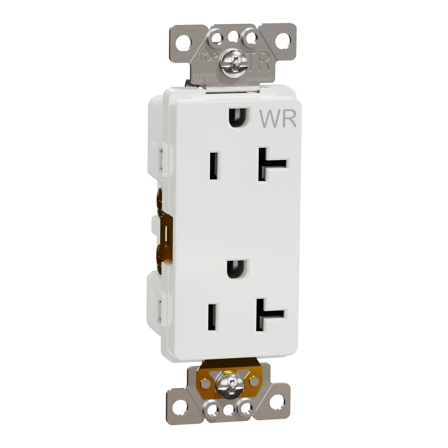 Socket-outlet, X Series, 20A, decorator, tamper resistant, weatherproof, commercial, white, matte finish