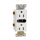 Socket-outlet, X Series, 15 A, decorator, tamper resistant, lighted, residential, white, matte finish