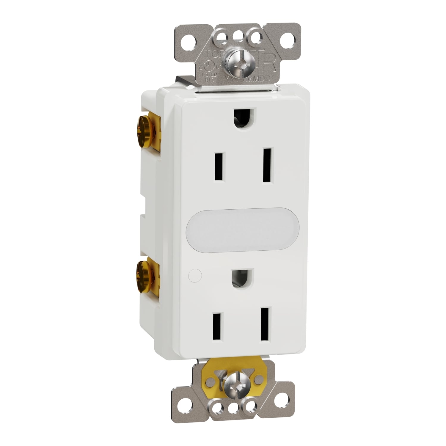 Socket-outlet, X Series, 15A, decorator, tamper resistant, lighted, residential, white, matte finish