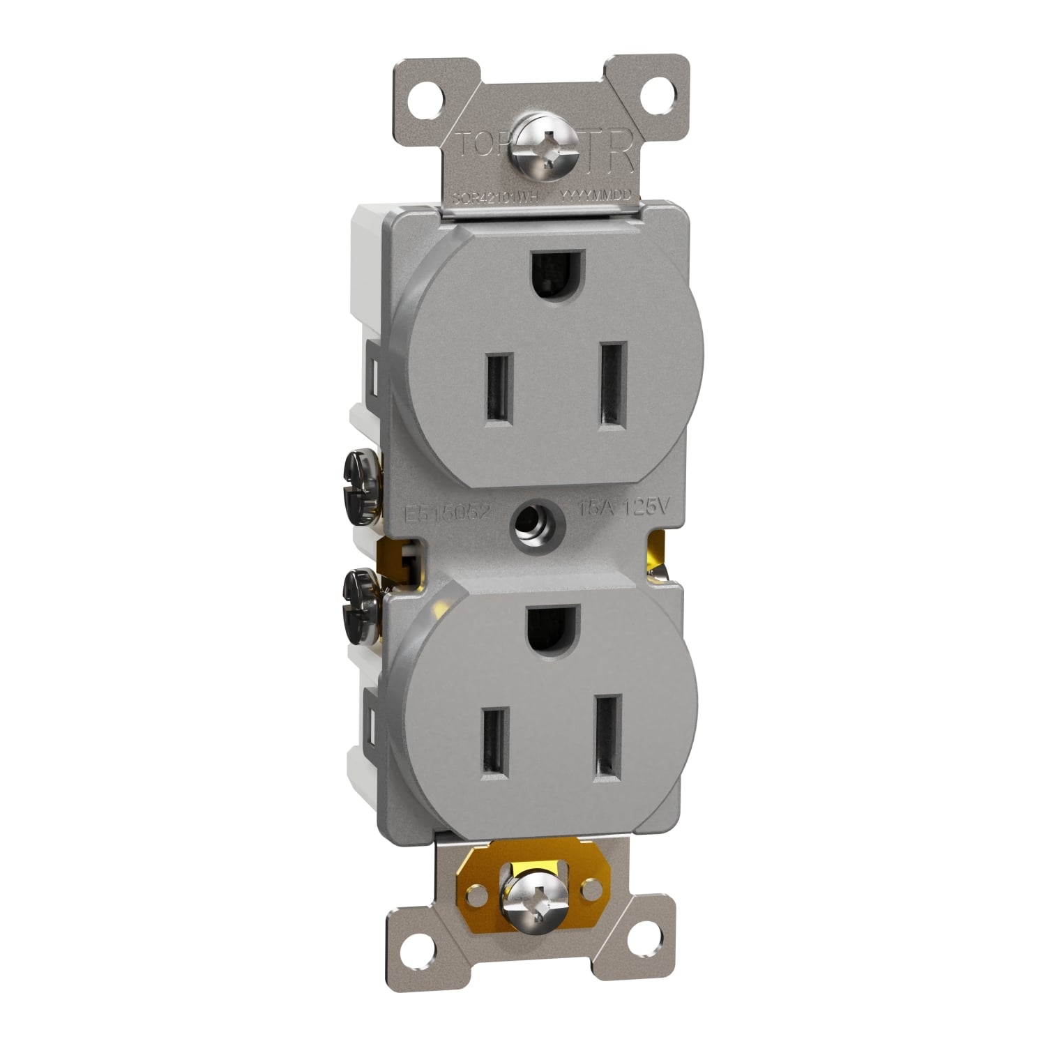 Socket-outlet, X Series, 15A, standard, duplex, tamper resistant, residential, gray, matte finish