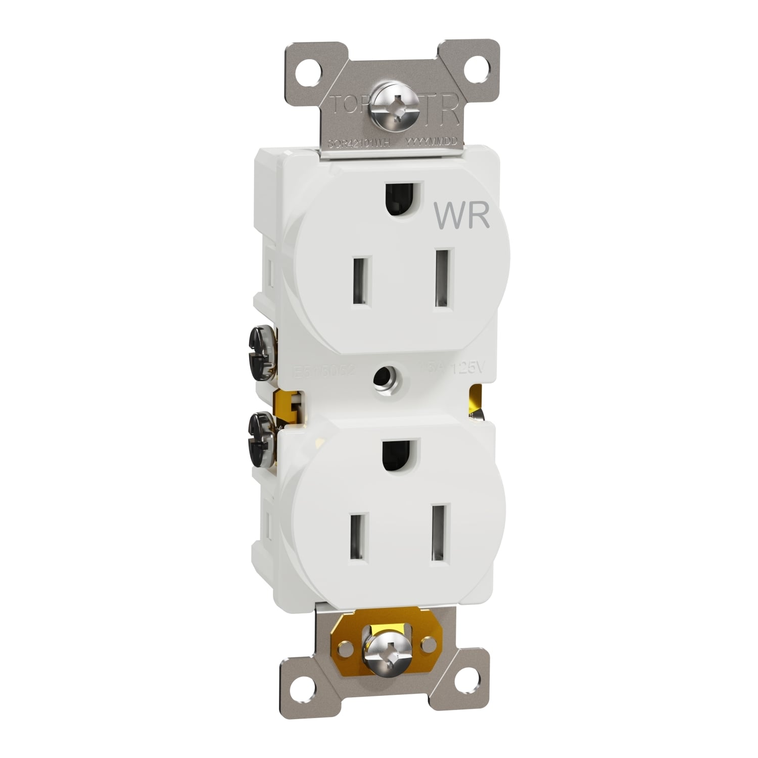 Socket-outlet, X Series, 15A, standard, duplex, tamper resistant, weatherproof, residential, white, matte finish