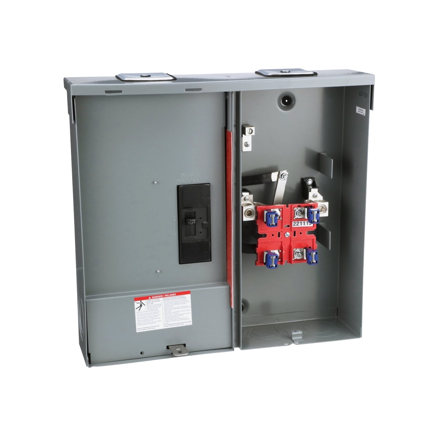 Meter mains, QO, CSED, ringed socket, 200A, surface mount, no bypass, main breaker installed