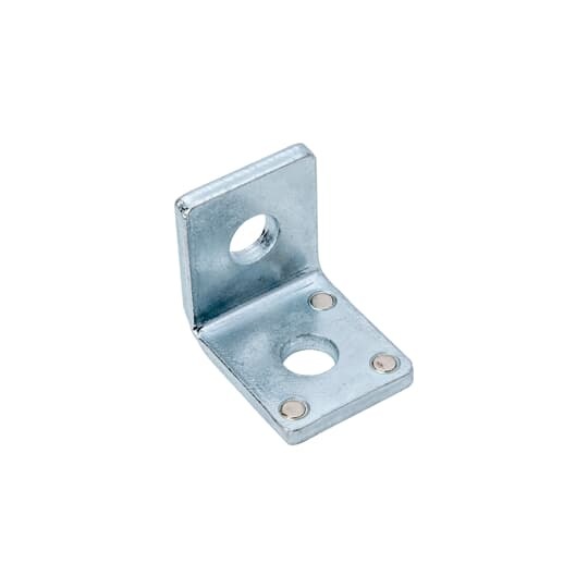 Fitting, 90 Degree, Height 1-7/8 Inches, Base Length 2 Inches, Hole Diameter 9/16 Inches, Electro-Galvanized Steel with Magnets