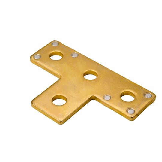 Plate, Tee, Height 3-1/2 Inches, Length 5-3/8 Inches, Width 1-5/8 Inches, Hole Diameter 9/16 Inches, Electro-Galvanized Steel with Magnets