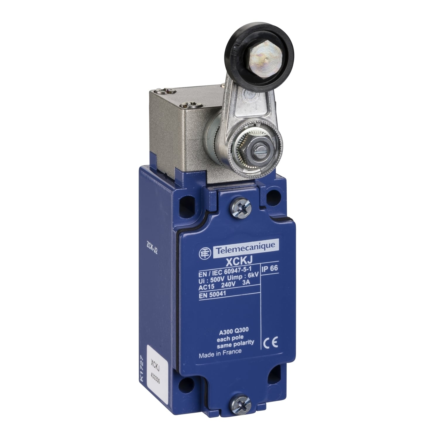 Limit switch,  XC Standard, XCKJ, steel roller lever, 1C/O, snap action, Pg13