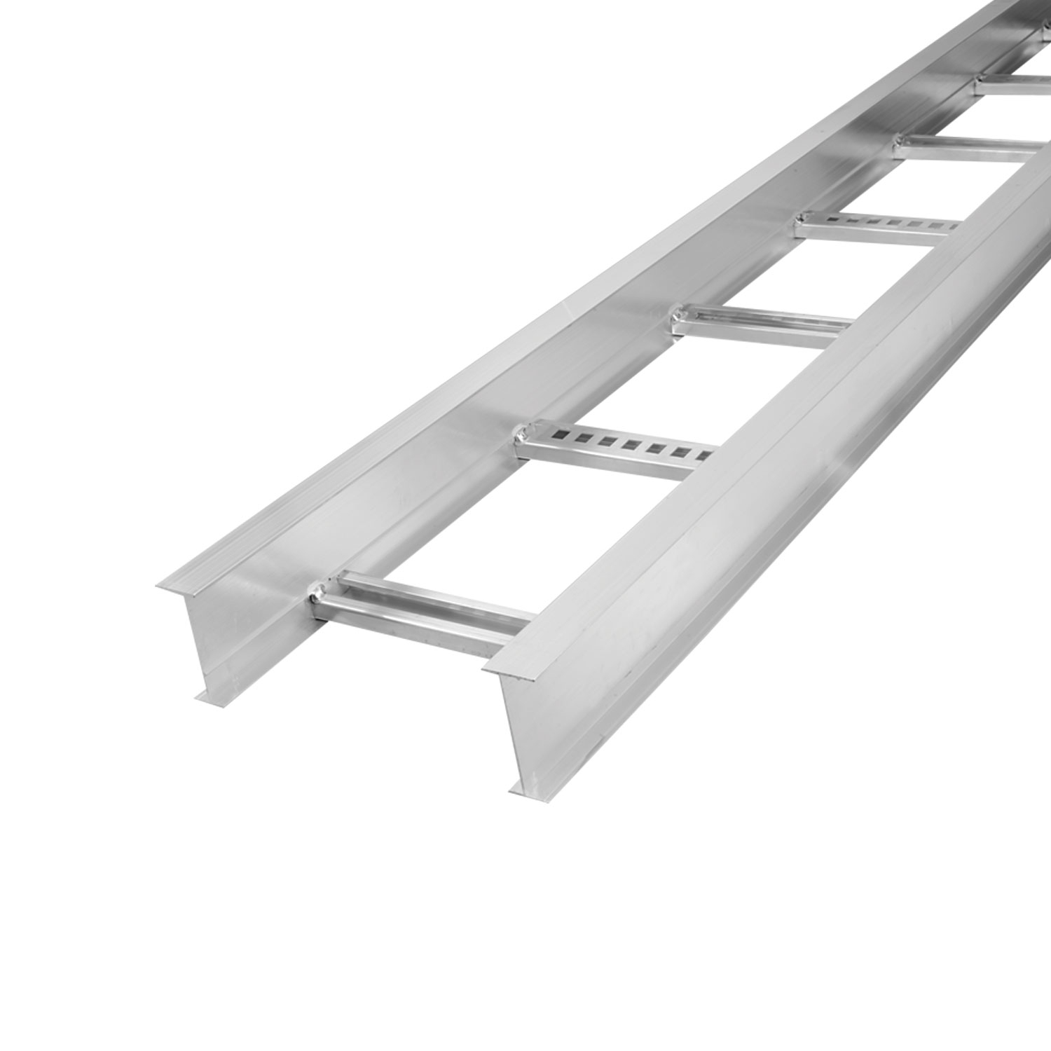 Series 3 aluminum straight section H-beam cable tray 6 inches side rail height 6 inches width ladder 6 inches rung spacing 144 inches length