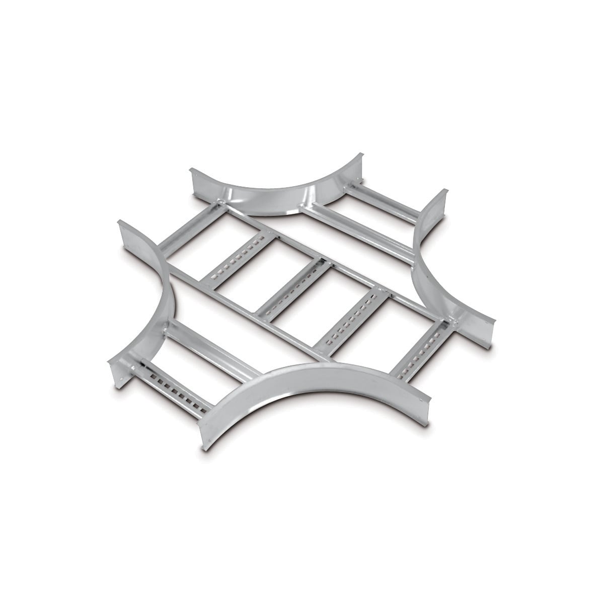 Aluminum H-style fitting 4 inches side rail height 12 inches x 18 inches width ladder horizontal expanding cross 24 inches radius