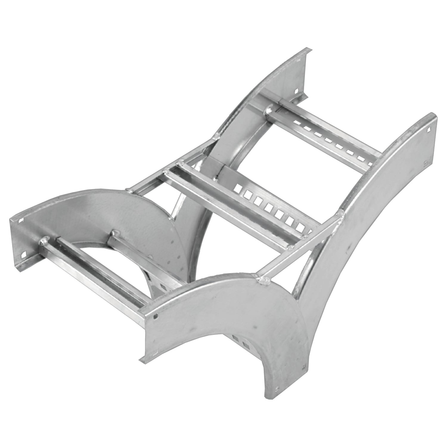 Aluminum H-style fitting 6 inches side rail height 12 inches width ladder vertical tee down 12 inches radius