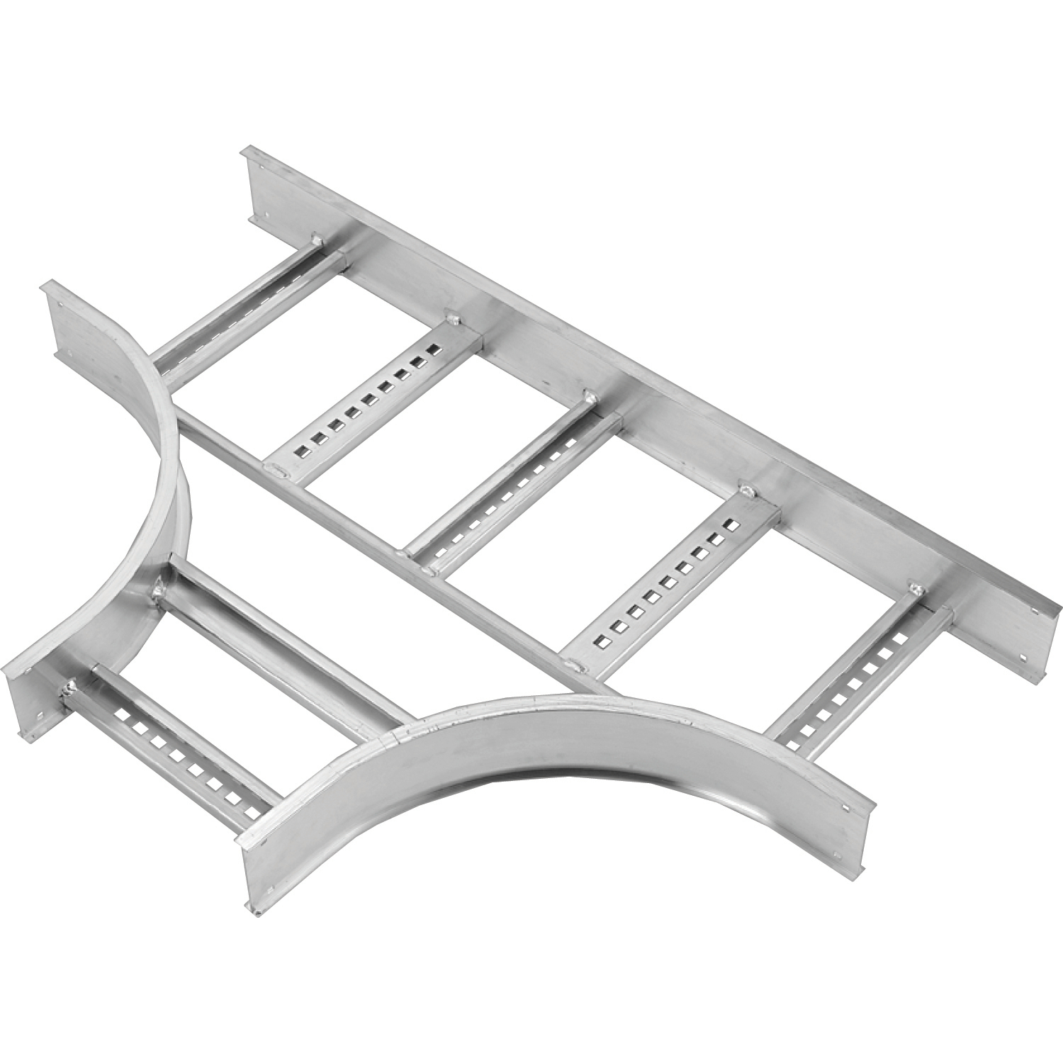 Aluminum H-style fitting 6 inches side rail height 36 inches width ladder horizontal tee 24 inches radius with hardware