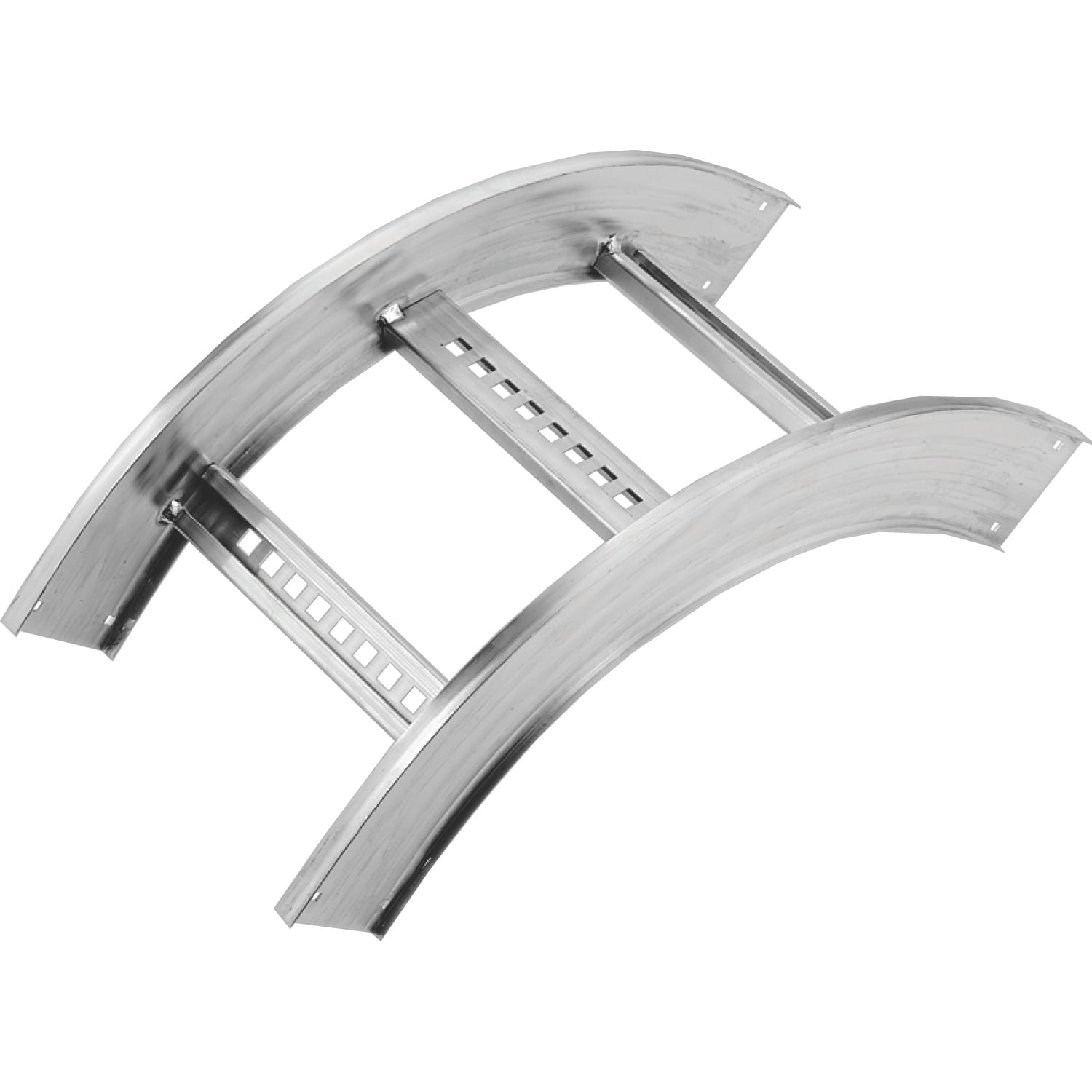 Aluminum H-style fitting 6 inches side rail height 24 inches width ladder vertical outside bend 90 degree 24 inches radius