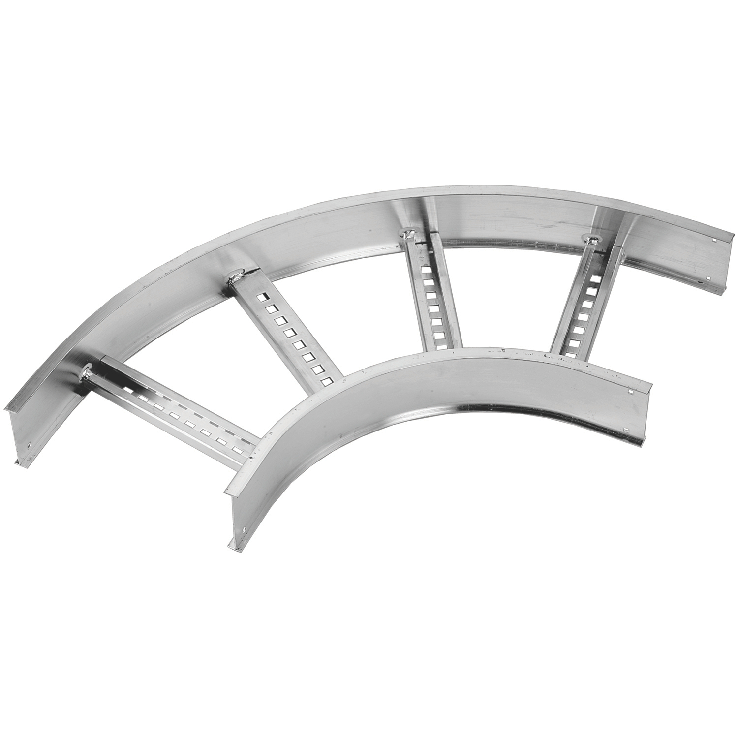 Aluminum H-style fitting 6 inches side rail height 24 inches width ladder horizontal bend 90 degree 24 inches radius
