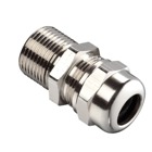 Single Compression Cable Gland, M32 Thread, For Use with Non-Armoured Cable, Flameproof Ex d and Increased Safety Ex e, IP66-68 Rating, Length 43mm, Cable Range 14 to 24mm, Nickel Plated Brass