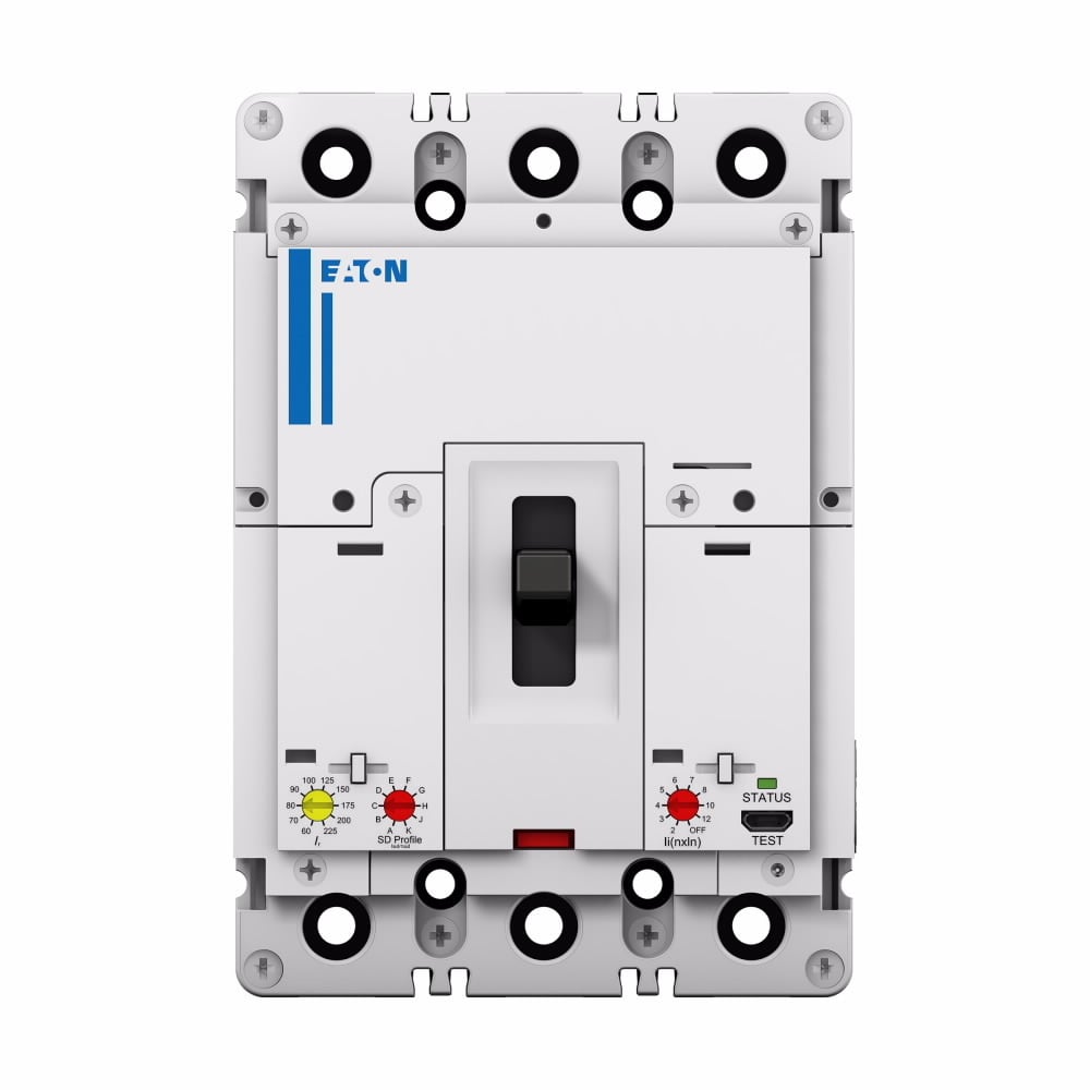 Eaton Power Defense molded case circuit breaker, Globally Rated, Frame 2, Three Pole, 225A, 100kA/480V, PXR10 LSI TU, Standard Line and Load (PDG2X3TA225)