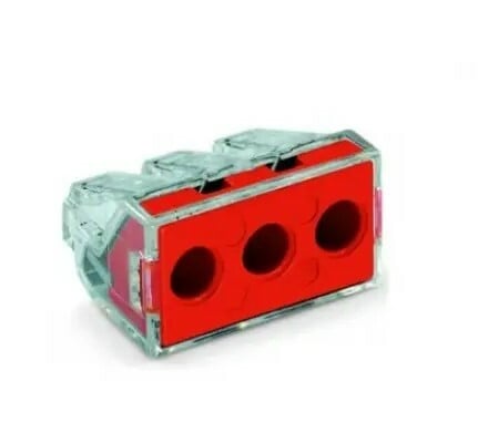 PUSHWIRE®  splicing connector; 3-conductor for 10 AWG; red Bag of 500 pieces