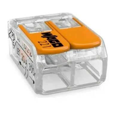 LEVER-NUTS® splicing connector; 2-conductor with operating levers; 24-12 AWG; transparent housing; Jar of 550 pieces