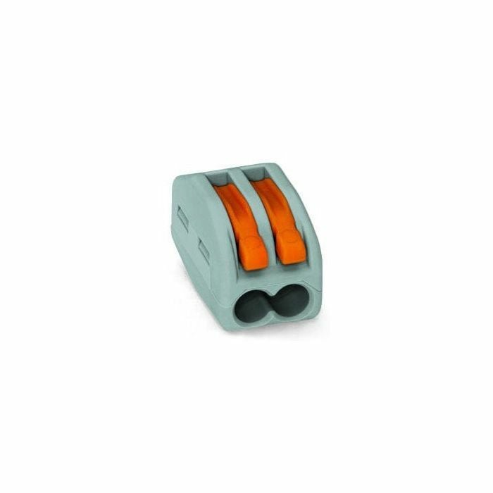 LEVER-NUTS® splicing connector; 2-conductor with operating levers; 28-12 AWG; gray housing; Jar of 350 pieces