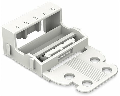 221 LEVER-NUTS® mounting carrier; 5-conductor; screw mounting; white