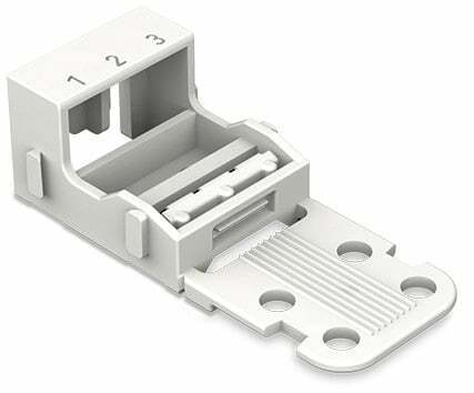 Mounting carrier; for 3-conductor terminal blocks; 221 Series - 4 mm²; with snap-in Mounting foot for horizontal Mounting; white