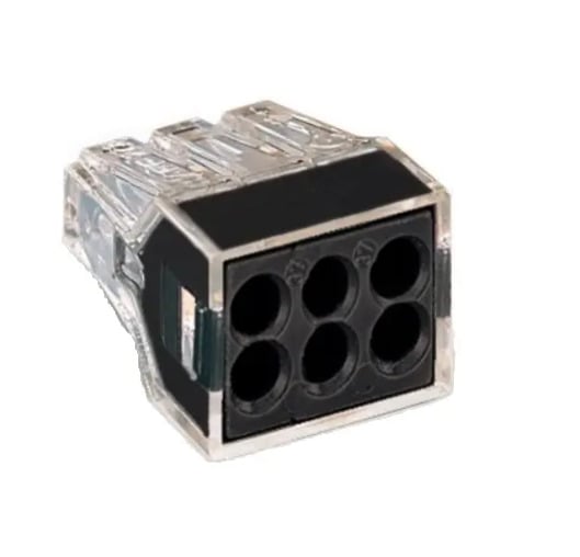 PUSHWIRE®  splicing connector; 6-conductor; blackBag of 500 pieces
