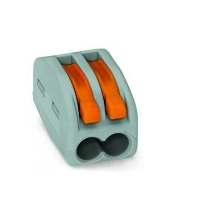 LEVER-NUTS® splicing connector; 2-conductor with operating levers; 28-12 AWG; gray housing; Bag of 2,500 pieces