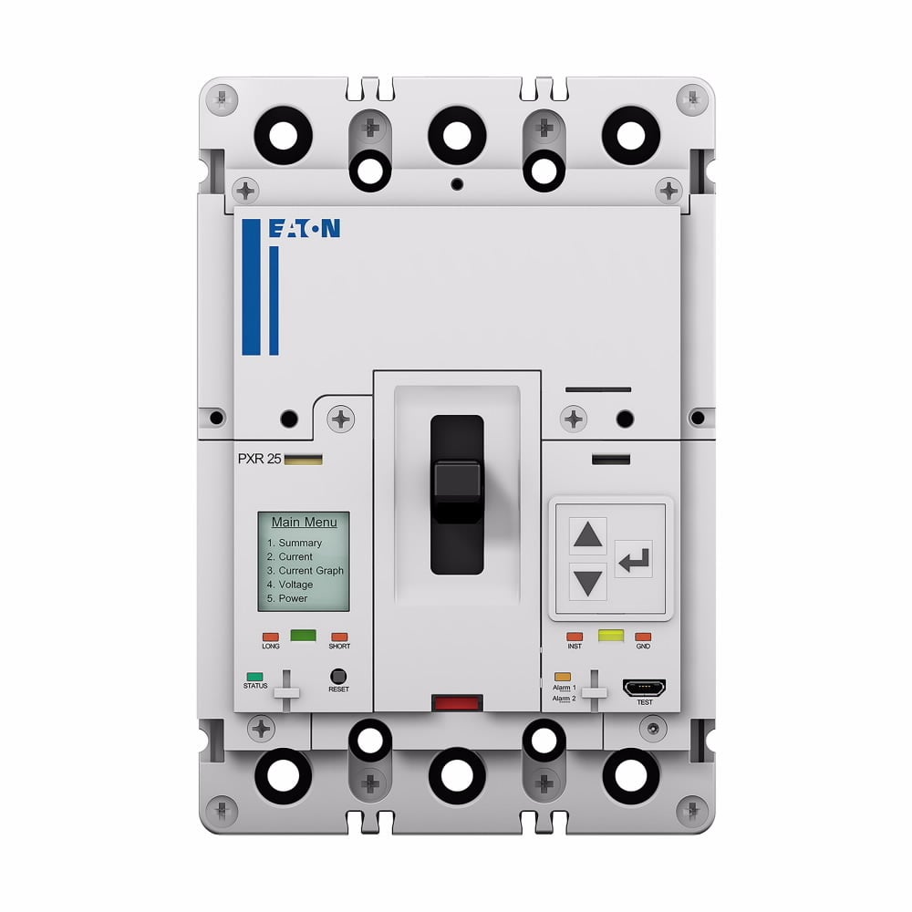 Eaton Power Defense molded case circuit breaker, Globally Rated, Frame 2, Three Pole, 150A, 25kA/480V, PXR25 LSIG w/ Modbus RTU, CAM Link, ZSI and Relays, Standard Line and Load (PDG2X3TA225)
